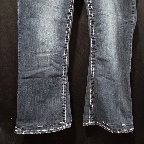 Maurices Bootcut Thick Stitch Embellished Jeans Sz 14 REG Y2K Distressed Bling - Picture 3 of 16